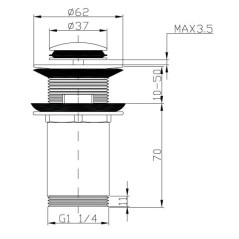 AKCES Korek klik-klak 1 1/4" mosiężny mały grzybek 15029