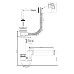 McAlpine Syfon zlewozmywakowy rurowy 6/4"x70mm  pojedynczy z podłączeniami ze spustem i przelewem HC7HC17PR