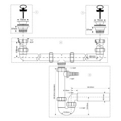 McAlpine Syfon zlewozmywakowy rurowy podwójny 6/4"x50mm z podłączeniem CDBAW-P-50