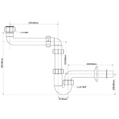 McAlpine Syfon umywalkowy rurowy z przedłużką 5/4"x32mm HC4PF-32SPS