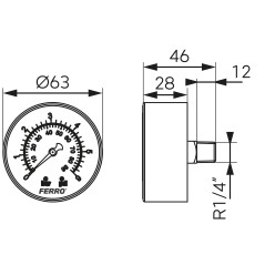 Ferro Manometr 1/4" aksjalny M6306A