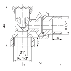 Ferro Zawór grzejnikowy odcinający kątowy 1/2" ZK2Y