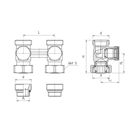 PERFEXIM ZAWÓR GRZEJNIKOWY ODCINAJĄCY PROSTY PODWÓJNY 1/2" x 3/4" PHA-034