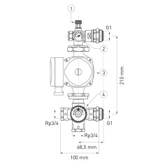 Ferro Grupa mieszająca do rozdzielacza 1" z pompą elektroniczną 25-6-130 GM60GPA