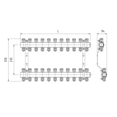 PERFEXIM ROZDZIELACZ 8 OBWODOWY MOSIĘŻNY ZAWORY ODCINAJĄCE ZŁĄCZKI DO RUR WIELOWARSTWOWYCH PHA-109A/Z 30-109-0800-004