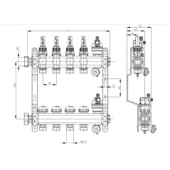 PURMO PREMIUM LINE Rozdzielacz z rotametrami 2 obiegowy stal nierdzewna FBWMSST0240142P0