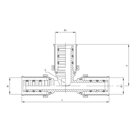 PERFEXIM Trójnik 910 redukcja zaprasowywany 25 x 16 x 25 62-910-2516-250