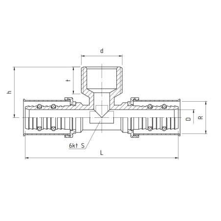 PERFEXIM Trójnik zaprasowywany 25 x 3/4" x 25 GZ  739 62-739-2520-000