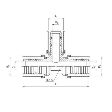 PERFEXIM TRÓJNIK ZAPRASOWYWANY 20 x 20 x 16 73C 62-73C-2020-000