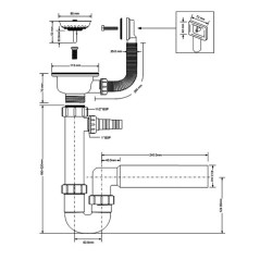 McAlpine Syfon zlewozmywakowy1-komorowy 6/4"x50mm z przelewem HC7+FSW50PR