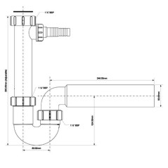 McAlpine Syfon zlewozmywakowy rurowy 6/4"x 50mm pojedynczy z podłączeniami bez spustu HC7