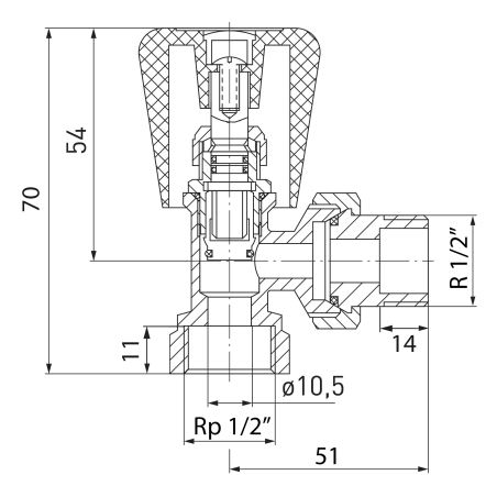 Ferro Zawór grzejnikowy kątowy 1/2" ZG5Y