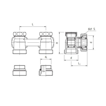 PERFEXIM ZAWÓR GRZEJNIKOWY ODCINAJĄCY KĄTOWY PODWÓJNY 1/2" x 3/4" PHA-035