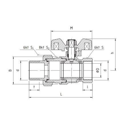 PERFEXIM KUREK KULOWY PERFEKT SYSTEM PRZELOTOWY ZE ŚRUBUNKIEM GWINT WZ PHA-007 3/4" 00-007-0200-002