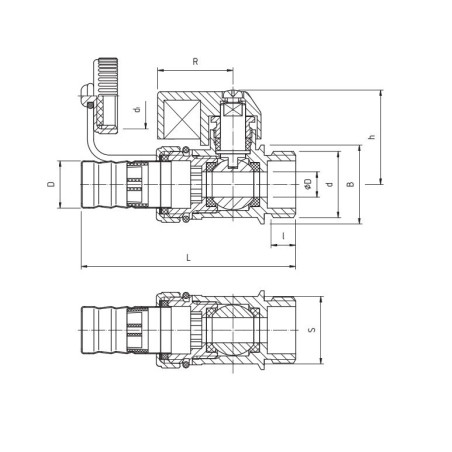 PERFEXIM  KUREK KULOWY SPUSTOWY Z DŁAWIKIEM PHA-019S 1/2" 01-019-1000-002