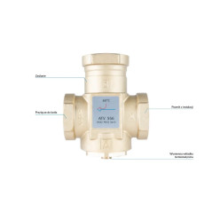 AFRISO Zawór temperaturowy ATV 556 DN32 Rp1 1/4" kvs 9 60°C 1655610