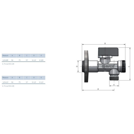 ARCO Zawór kątowy antykamienny filtr z polimeru GZ 1/2"  x GZ 1/2" bez zacisku 02400MAC