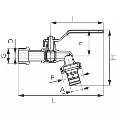 Ferro Zawór ogrodowy kulowy czerpalny z metalową złączką 1/2" x 3/4" x DN15 KCN1