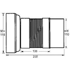 McAlpine Przyłącze kanalizacyjne elastyczne 90-110x110mm 23-54cm WC-F23P