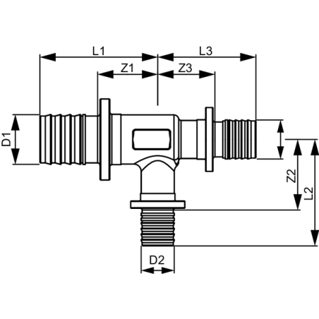 TECE TECEflex trójnik z mosiądzu standard 16 x 16 x 16 760016