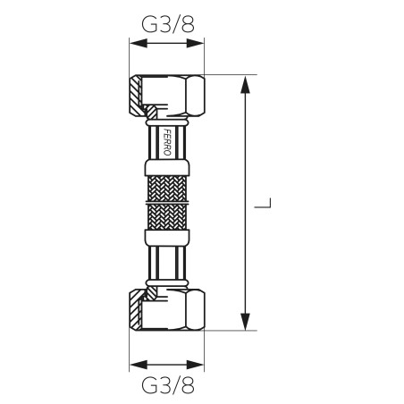 Ferro Wąż przyłączeniowy nakrętno-nakrętny 3/8” PWS93