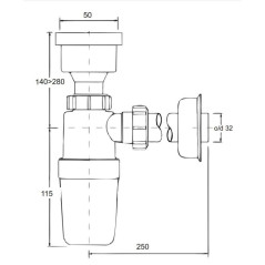 McAlpine Syfon pisuarowy prosty 50x32mm z uszczelką wargową HC2P