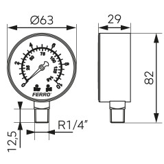 Ferro Manometr 1/4" radialny M6310R