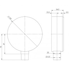 AFRISO Manometr grzewczy RF 100 DOLNY fi100 mm 0÷10 bar G1/2'' kl. 25 63614