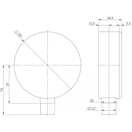 AFRISO Manometr standardowy RF 160 D201 fi160 mm 0 - 6 bar G1/2" rad, kl. 1,6 85264201