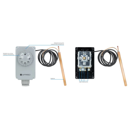 AFRISO Termostat zanurzeniowy TC2 0 - 90°C nastawa zewnętrzna kapilara 1000 mm 6742100