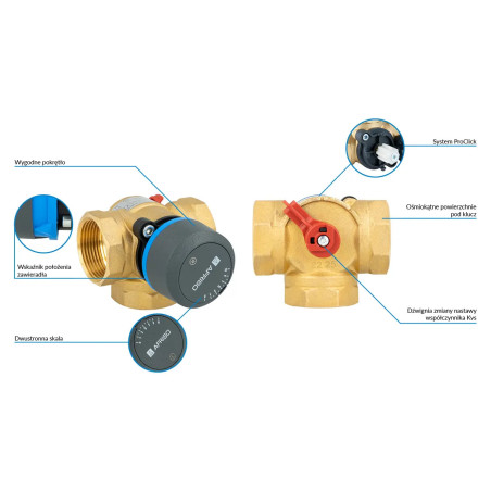AFRISO zawór mieszający 3-drogowy obrotowy ARV 385 Vario ProClick DN32 Rp1 1/4" Kvs 7,5 - 19 1338520