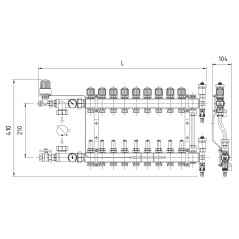 PERFEXIM ROZDZIELACZ 6 OBWODOWY MOSIĘŻNY Z ROTAMETREM - KOMPLET PHA-108 30-108-0600-000