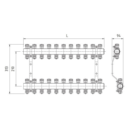 PERFEXIM ROZDZIELACZ 4 OBWODOWY MOSIĘŻNY ZAWORY ODCINAJĄCE ZŁĄCZKI DO RUR WIELOWARSTWOWYCH PHA-109A/Z 30-109-0400-004