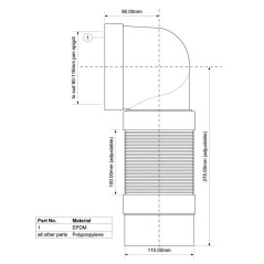 McAlpine Przyłącze kanalizacyjne kątowe elastyczne  90-110x110mm 26,5-54cm WC-CON9F