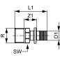 TECE TECEflex Mufa przejściowa 20 x 1/2" GZ  z mosiądzu standard 765503