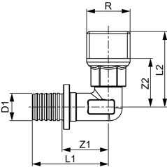 TECE TECEflex kolano 90° rozmiar 20 x 1/2" GZ mosiądz standard 767520