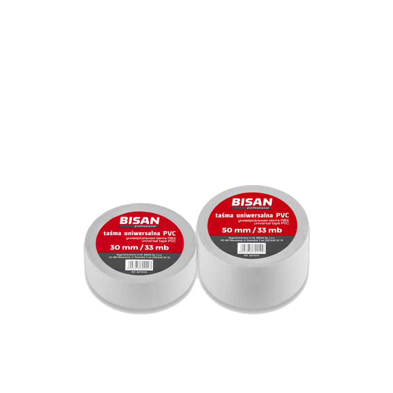 BISAN Taśma szara uniwersalna PVC 30mm 50m B870010 BISAN Taśma szara uniwersalna PVC 30mm 50m B870010