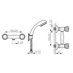 FERRO STANDARD BST77 Bateria natryskowa ścienna z zestawem natryskowym