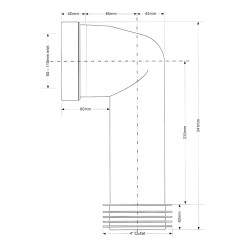 McAlpine Kolano sanitarne do WC 110mm 90 stopni długie z uszczelką kołnierzową WC-CON8E