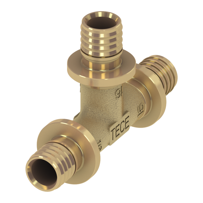 TECE TECEflex trójnik z mosiądzu standard 16 x 16 x 16 760016 TECE TECEflex trójnik z mosiądzu standard 16 x 16 x 16 760016