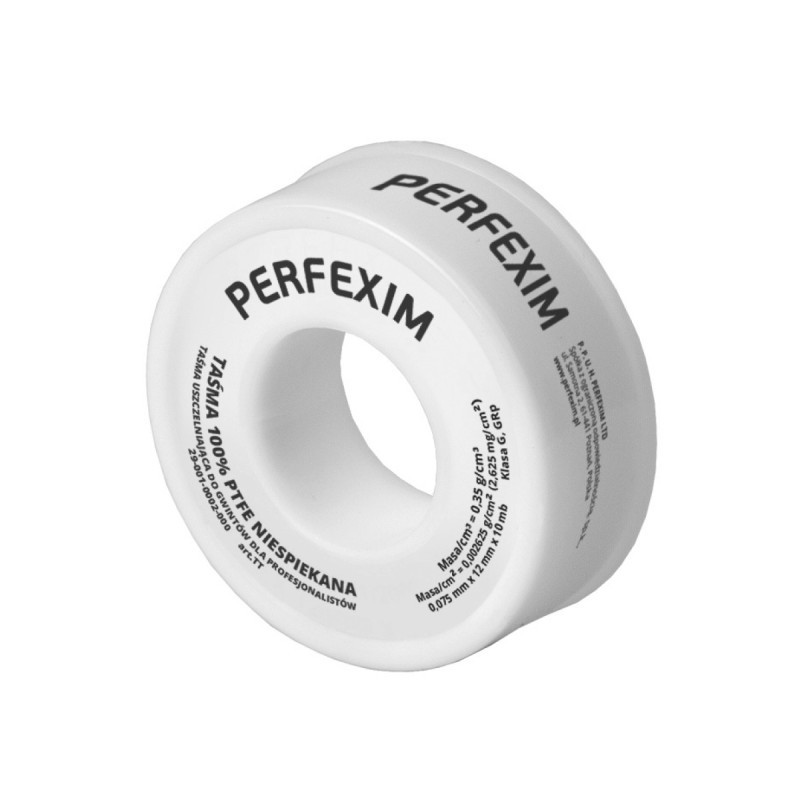 PERFEXIM Taśma teflonowa TT 10m 0,075mm 12mm biała 29-001-0002-000 PERFEXIM Taśma teflonowa TT 10m 0,075mm 12mm biała 29-001-0002-000