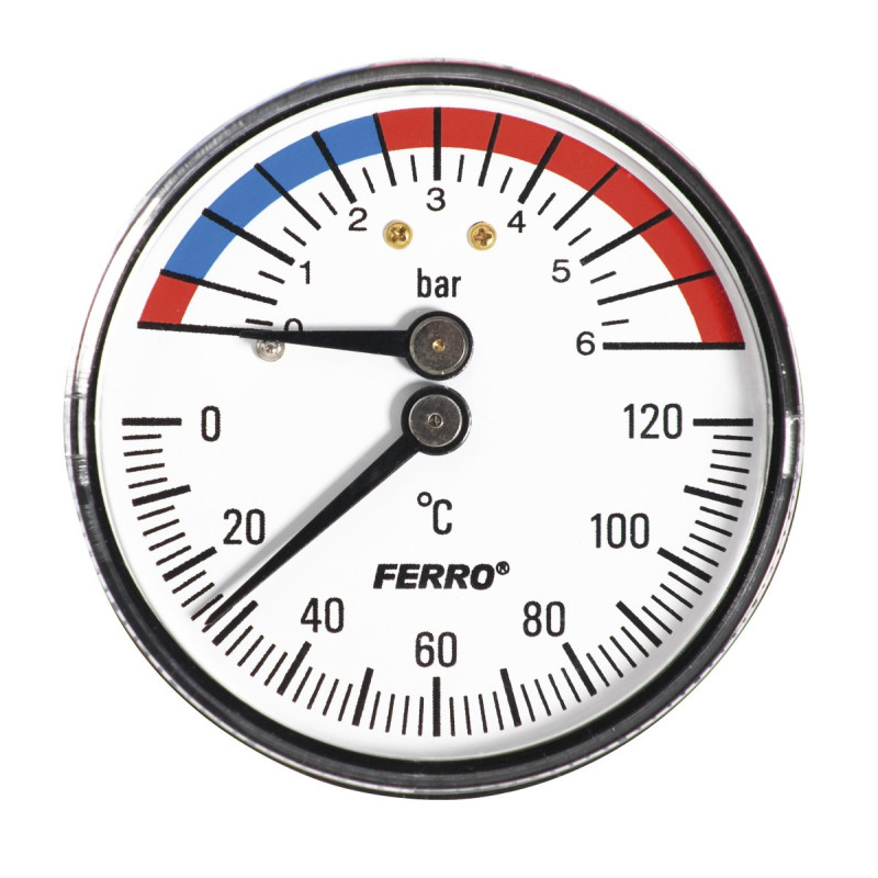 Ferro Termomanometr aksjalny 1/2" TM63A Ferro Termomanometr aksjalny 1/2" TM63A