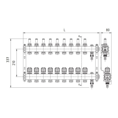 PERFEXIM ROZDZIELACZ 6 OBWODOWY ZE STALI NIERDZEWNEJ Z ROTAMETREM - KOMPLET PHA-127 30-127-0600-001