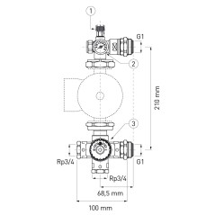 Ferro Grupa mieszająca do rozdzielaczy 1" dla pompy 130 mm