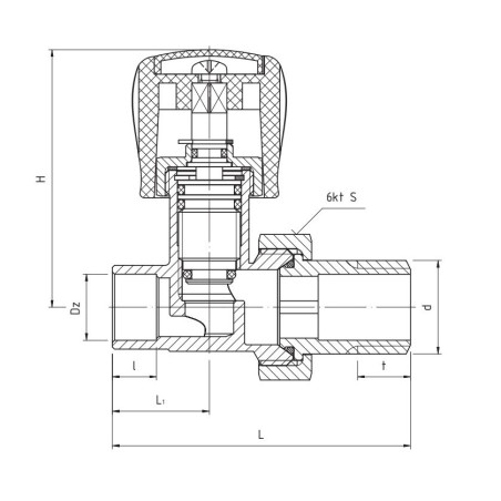 PERFEXIM ZAWÓR GRZEJNIKOWY PROSTY DO WLUTOWANIA 1/2" PHA-030/L