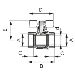 Ferro Zawór kulowy F-POWER nakrętno-nakrętny z motylkiem 3/8" KFPM10