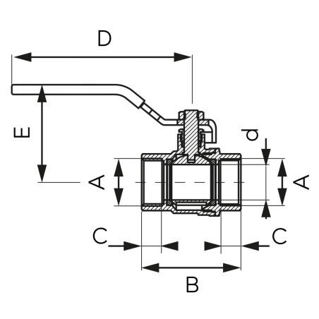 Ferro Zawór kulowy F-POWER nakrętno-nakrętny z dźwignią 1/2" KFP1