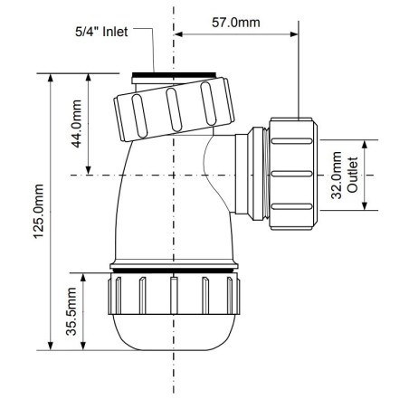 McAlpine Syfon bidetowy butelkowy 5/4″x32mm bez spustu 5140