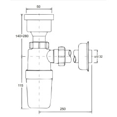 McAlpine Syfon pisuarowy prosty 50x32mm z uszczelką wargową HC2P