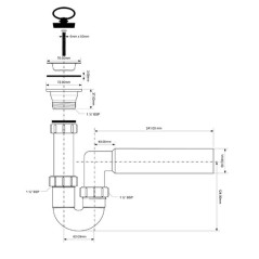 McAlpine Syfon zlewozmywakowy rurowy 6/4"x50mm pojedynczy z podłączeniami ze spustem HC7HC15